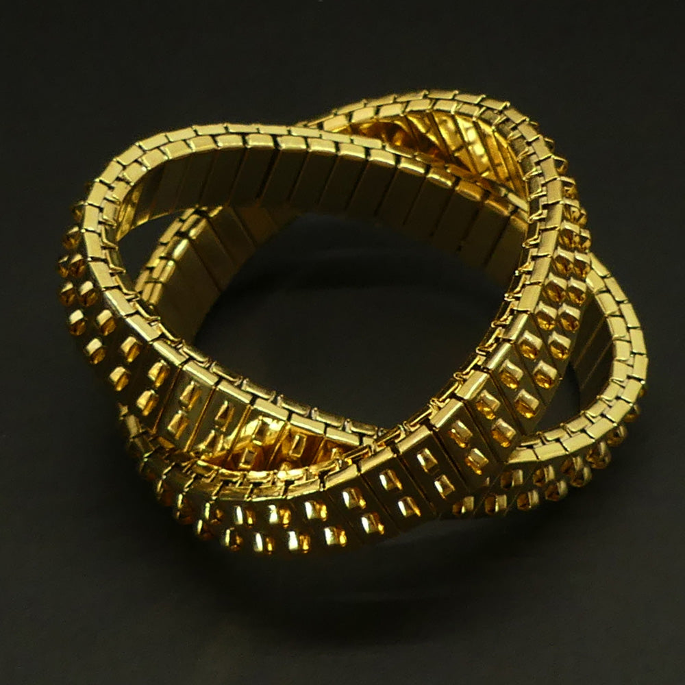 Bracelet en métal doré extensible à 2 rangs (1 pce)