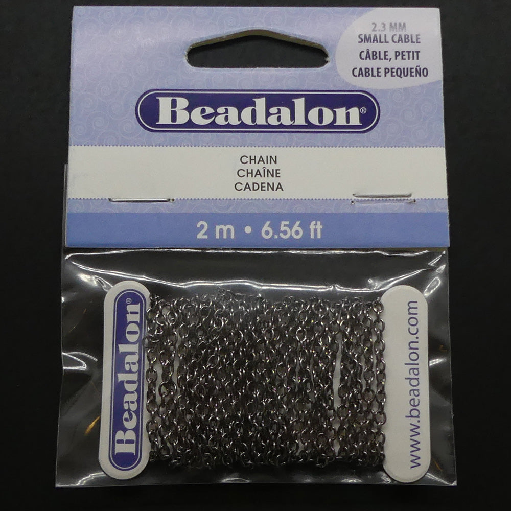 Chaîne Beadalon fine maillons ovales hématite (à la pièce)