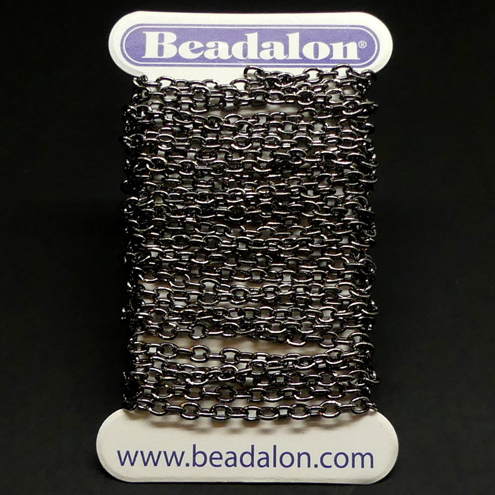 Chaîne Beadalon fine maillons ovales hématite (à la pièce)