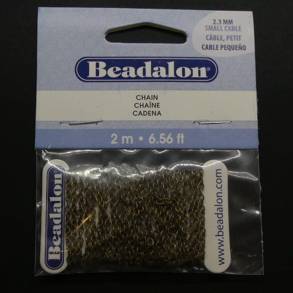 Chaîne Beadalon fine maillons ovales laiton antique (à la pièce)