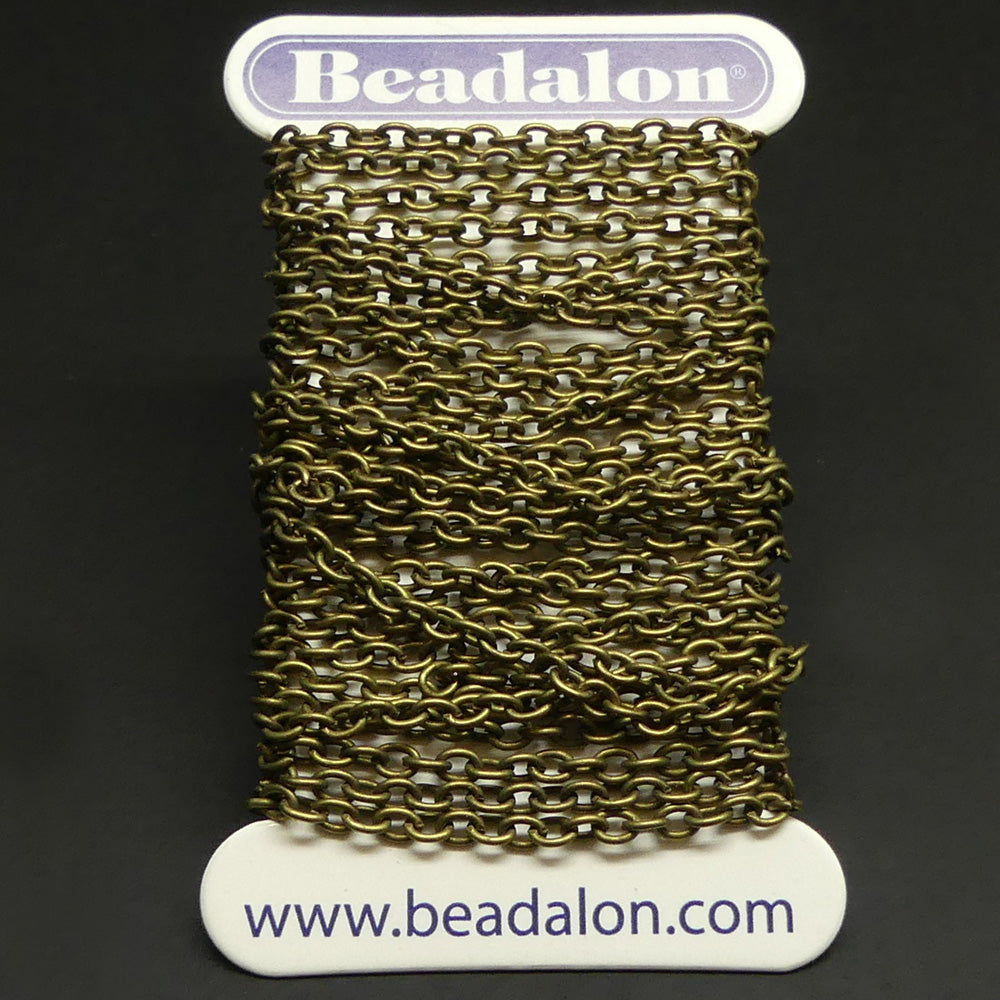 Chaîne Beadalon fine maillons ovales laiton antique (à la pièce)