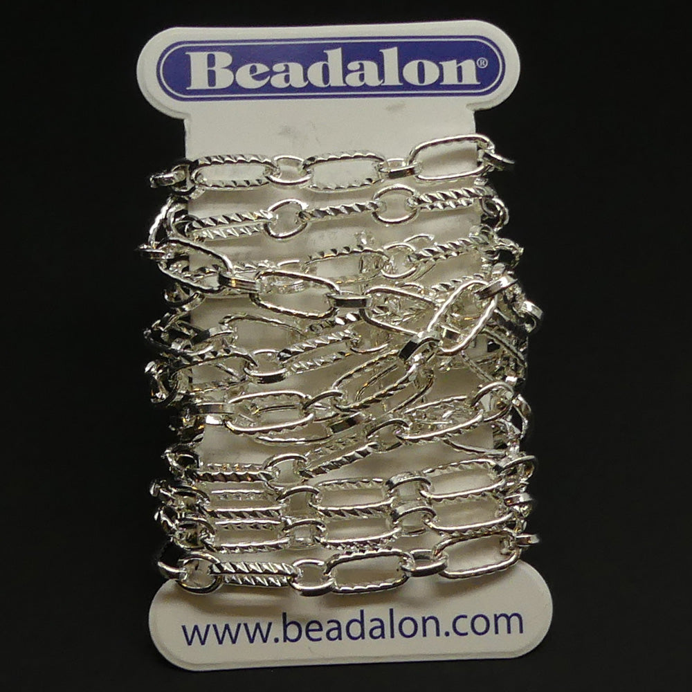 Chaîne Beadalon maillon oval rond argentée (1 mètre)