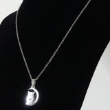 Collier avec pendentif en acier inoxydable, Halloween, hibou avec lune, métallisé (1 pce)