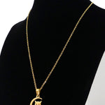 Collier avec pendentif en acier inoxydable, Halloween, hibou avec lune, doré (1 pce)
