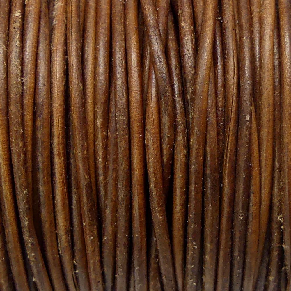 Cordon de cuir d'Inde - brun rouge (au mètre)