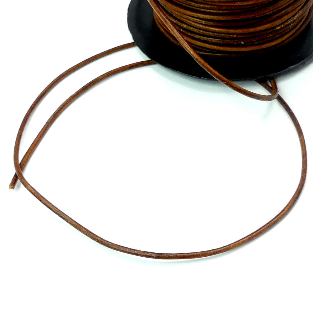 Cordon de cuir d'Inde - brun rouge (au mètre)