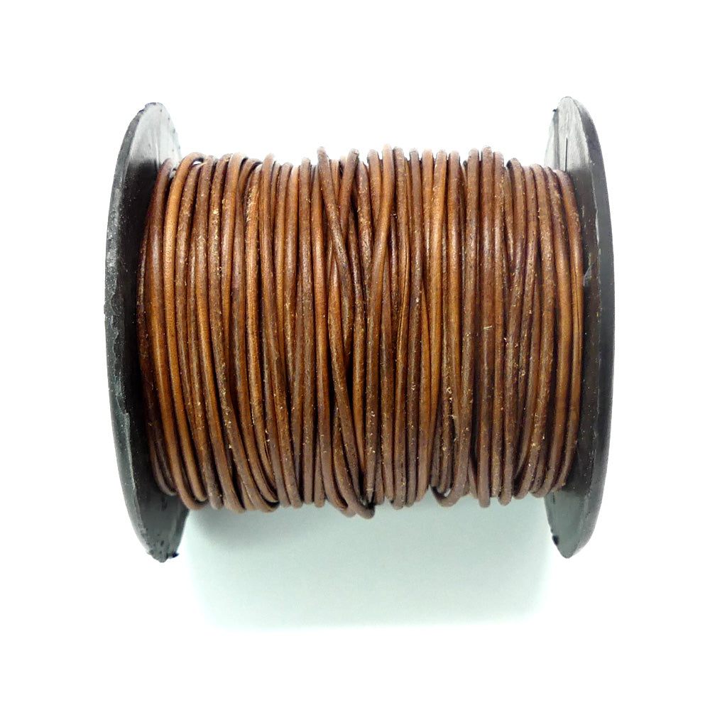 Cordon de cuir d'Inde - brun rouge (au mètre)