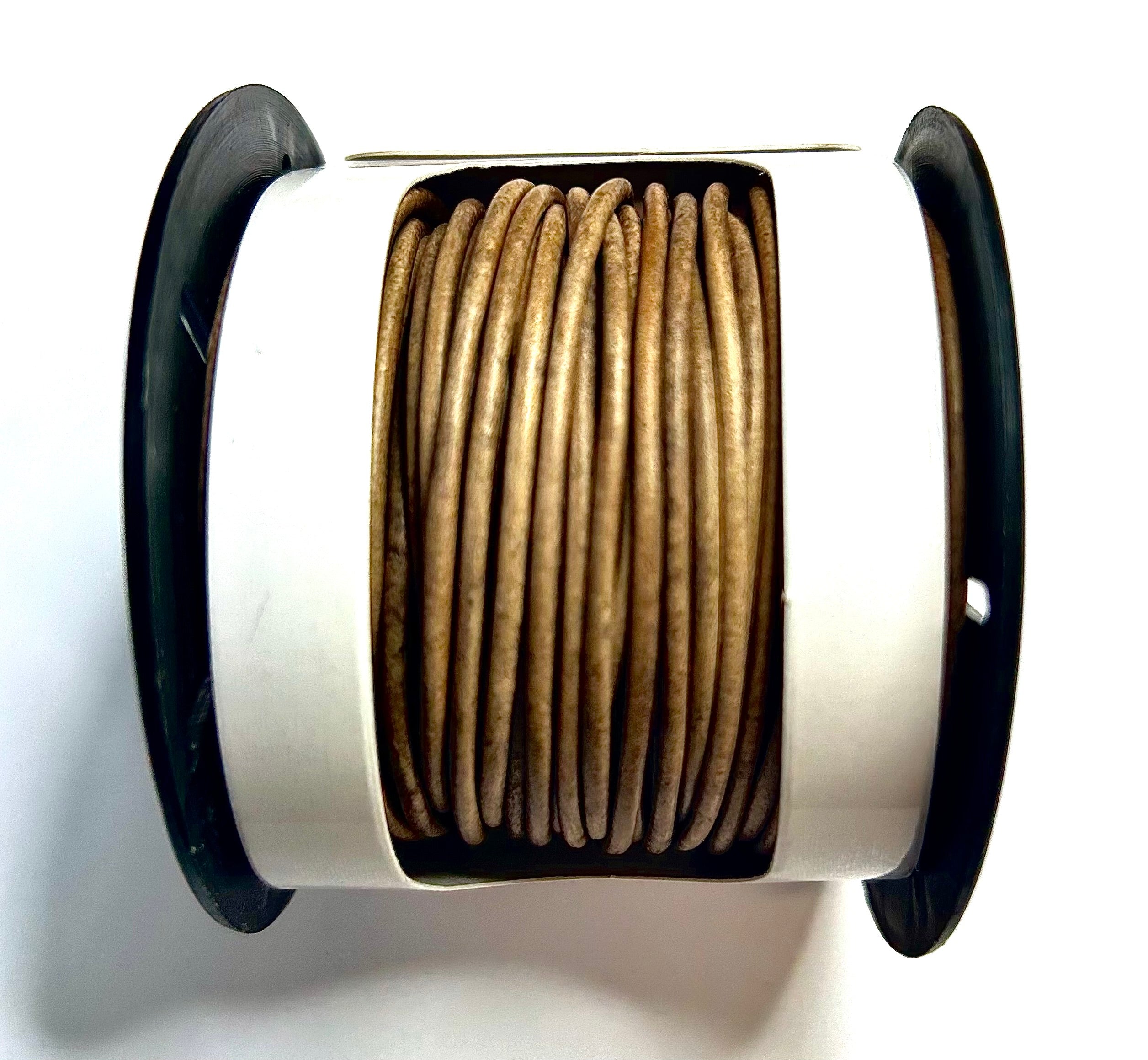  Cordon rond d'Inde - Teinté Antique Naturel 2 mm (1 mètre)