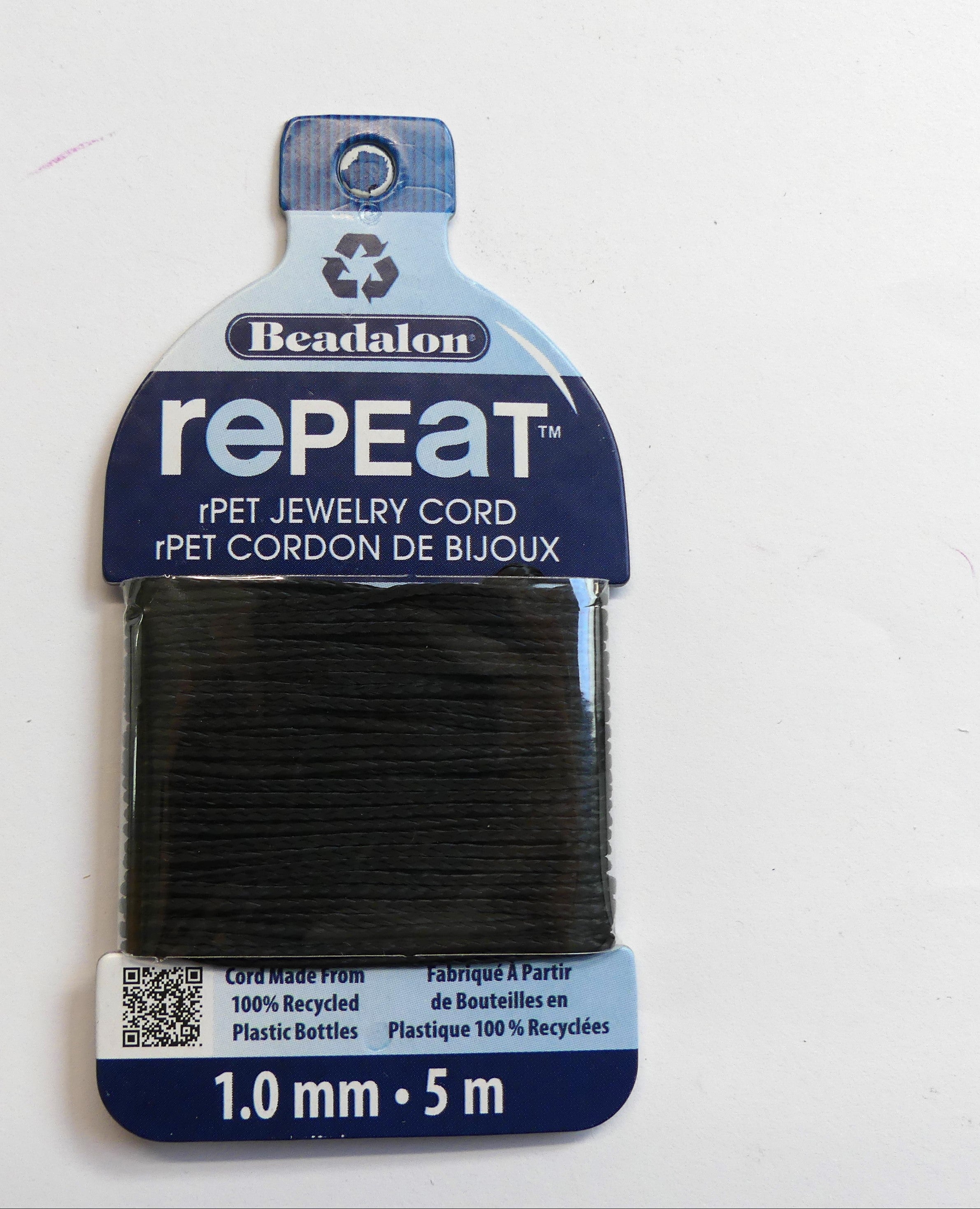 REPEAT - Cordon noir tressé en PET 100% recyclé - (1 pce)