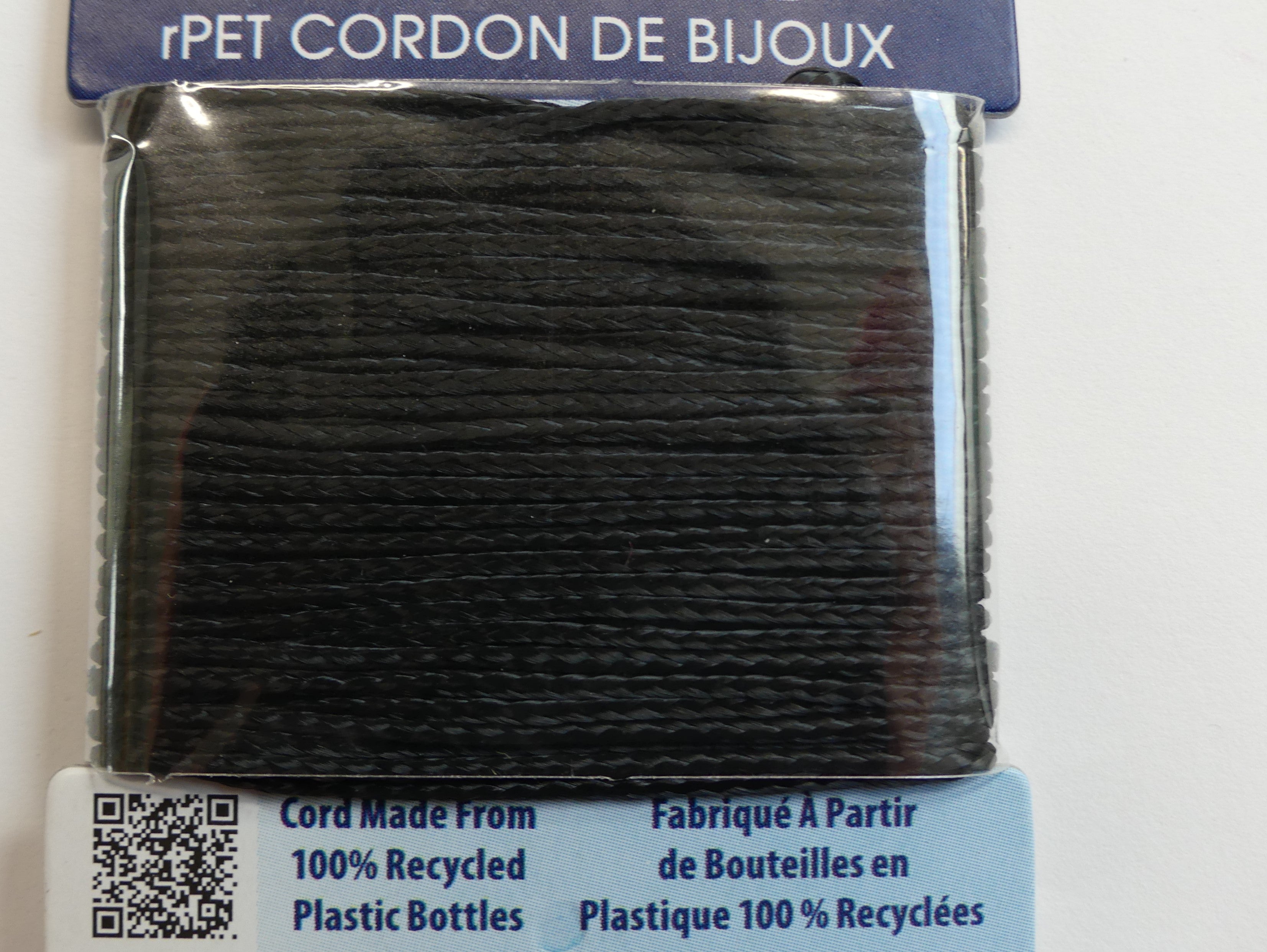 REPEAT - Cordon noir tressé en PET 100% recyclé - (1 pce)