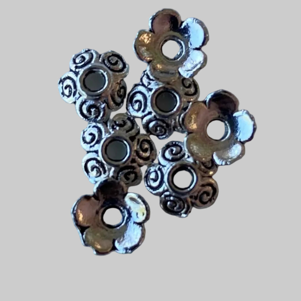 Cache-perle type fleur 5 pétales spirale 10 mm