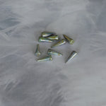 Perle Pointe en verre pressé - Bleu ciel irisé vert - 1pce