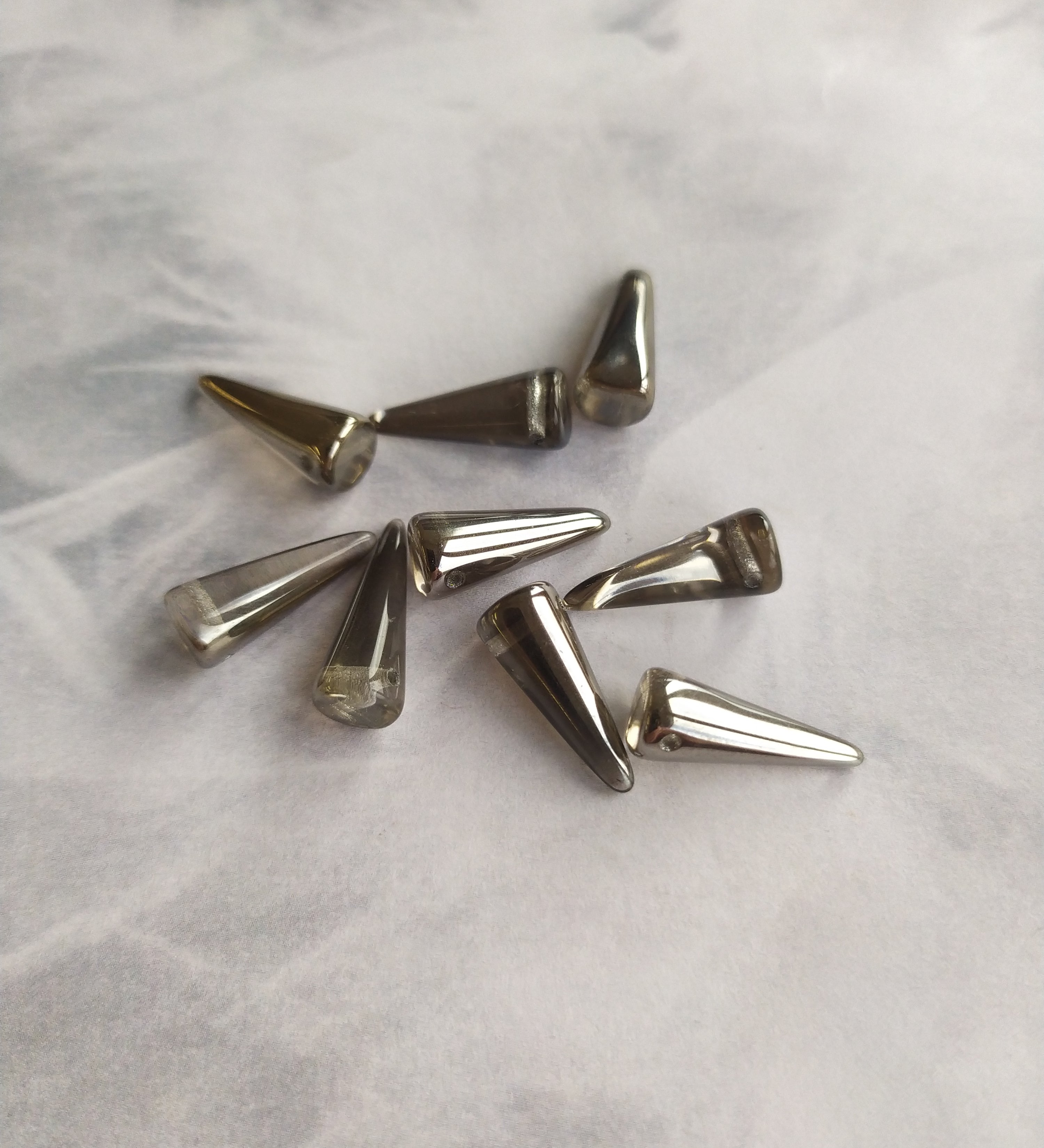 Perle Pointe en verre pressé - Transparent Chromé - 1 pce