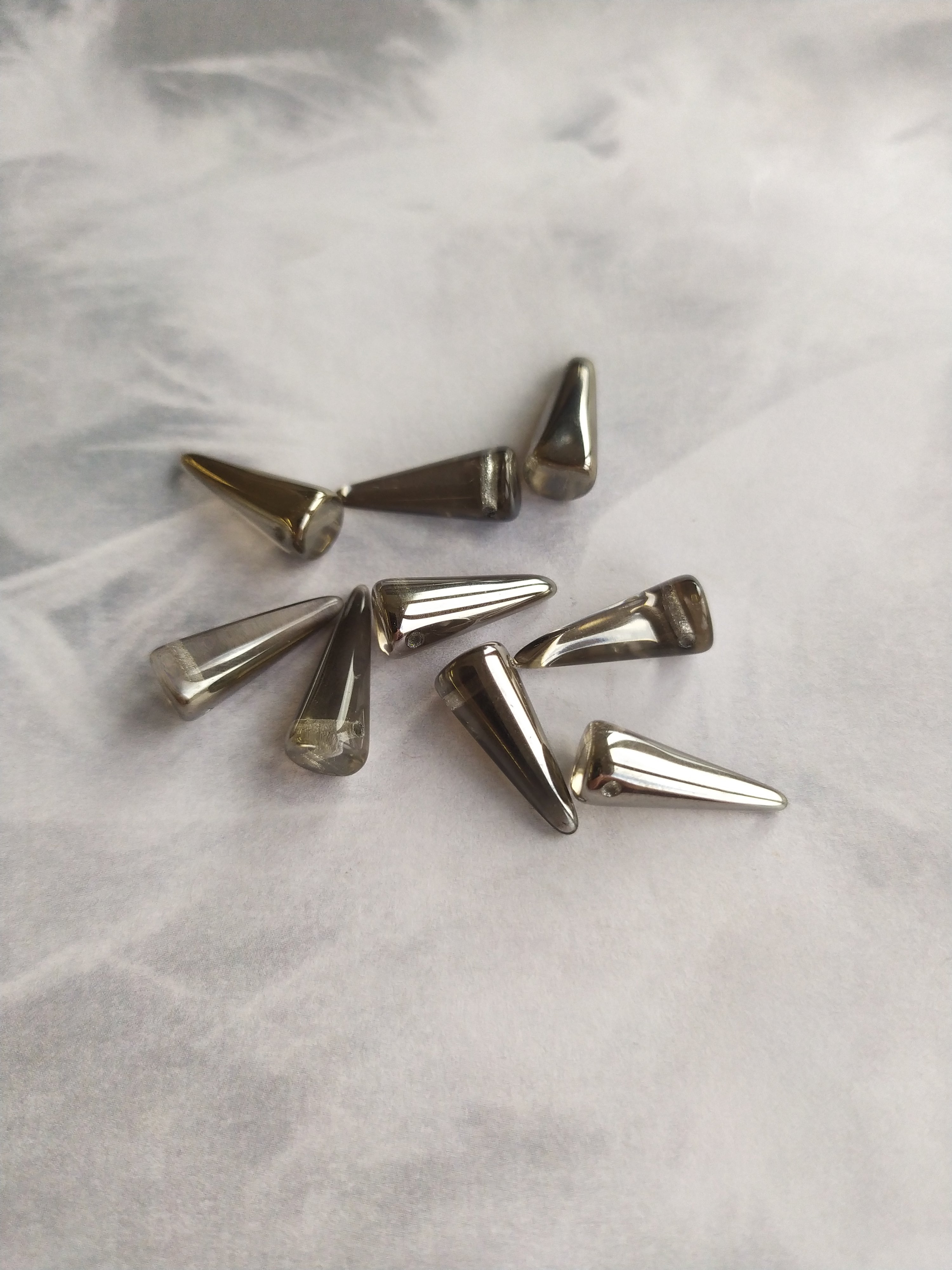 Perle Pointe en verre pressé - Transparent Chromé - 1 pce