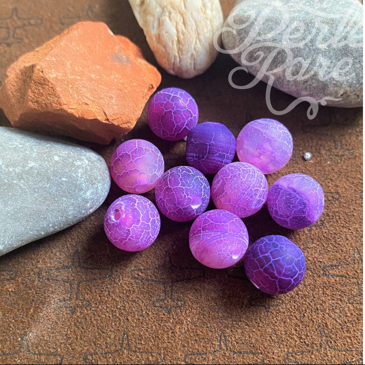 Ronde 10 - Agate naturelle craquelée pourpre Grade A (5 pces)