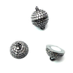 Fermoir - Aimanté boule anthracite avec zircons (à la pièce)