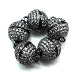 Fermoir - Aimanté boule anthracite avec zircons (à la pièce)