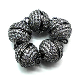 Fermoir - Aimanté boule anthracite avec zircons (à la pièce)