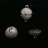 Fermoir - Aimanté boule platine avec zircons (à la pièce)