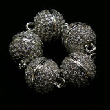 Fermoir - Aimanté boule platine avec zircons (à la pièce)