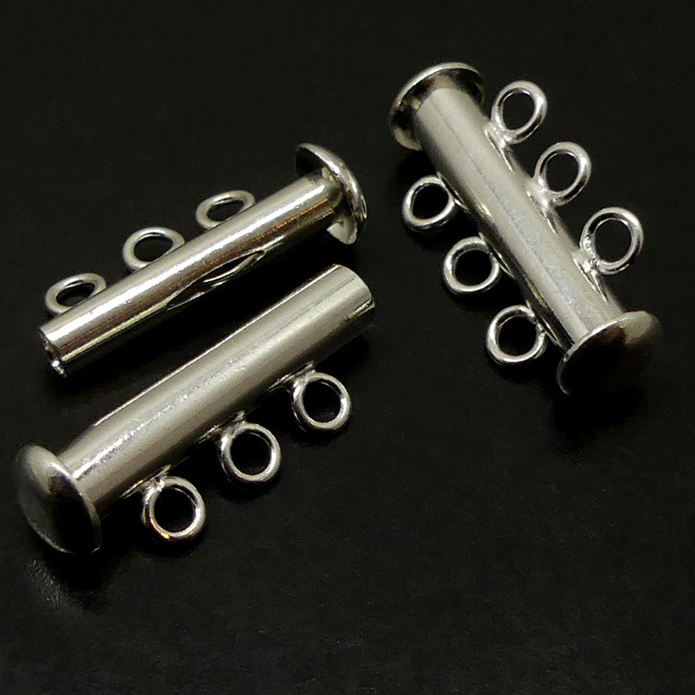 Fermoir - Glissière 3 rangs argenté (à la pièce)