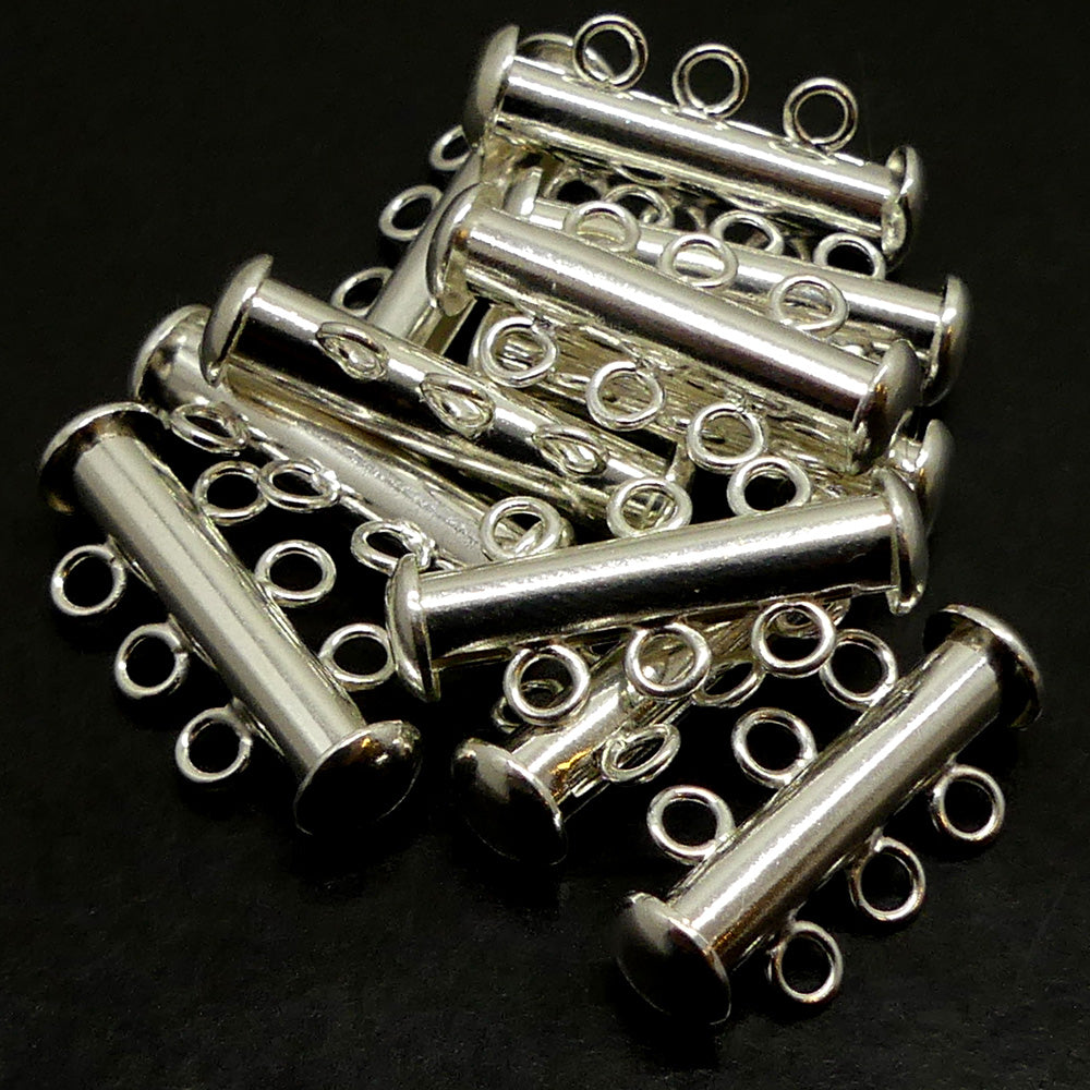 Fermoir - Glissière 3 rangs argenté (à la pièce)