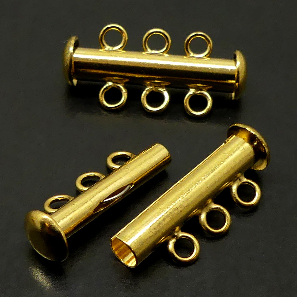 Fermoir - Glissière 3 rangs doré (à la pièce)