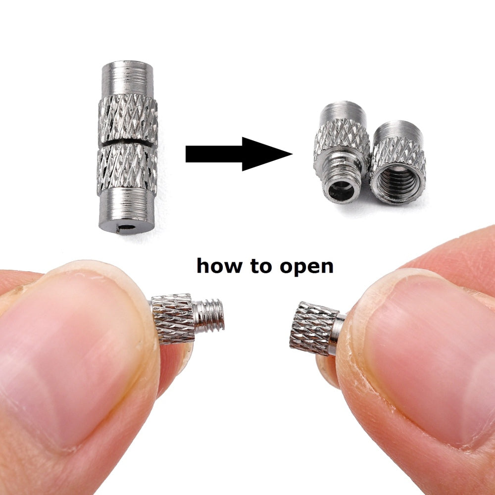 Fermoir - Colonne à vis en laiton plaqué platine (à la pièce)