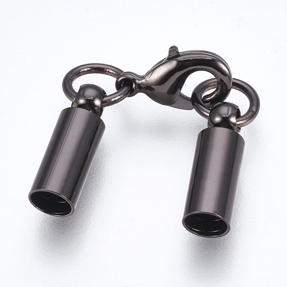Fermoirs avec embout pour cordon - Gunmetal (1 pce)