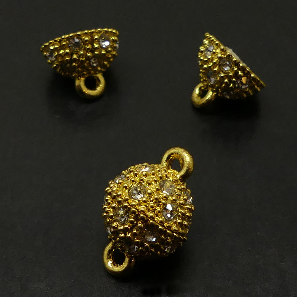 Fermoir - Aimanté boule dorée avec strass (à la pièce)