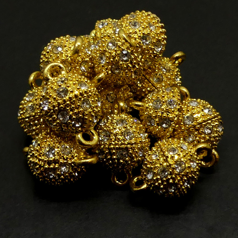 Fermoir - Aimanté boule dorée avec strass (à la pièce)