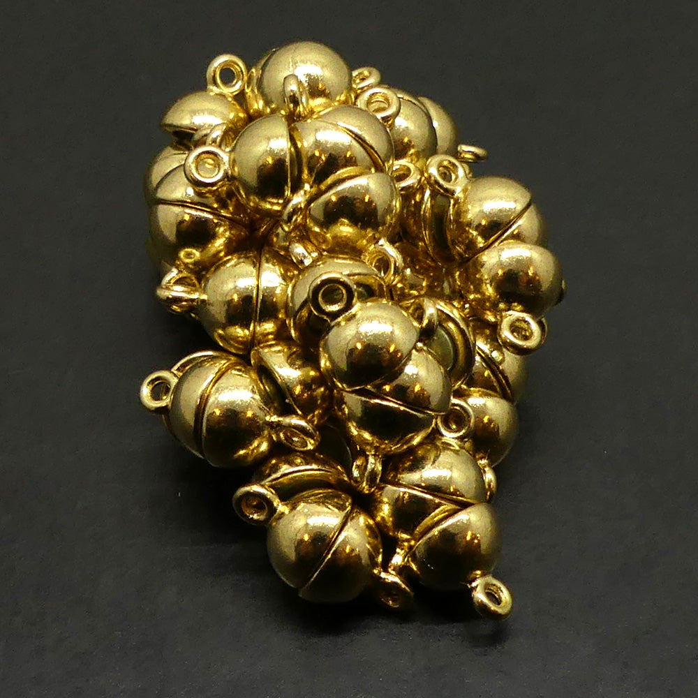 Fermoir - Aimanté boule en laiton, doré, 14 x 8 mm (à la pièce)