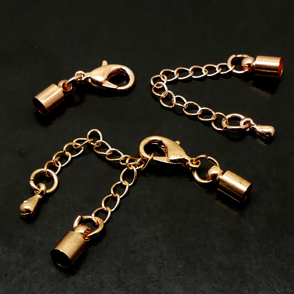 Fermoir - Mousqueton avec chaînette en laiton, or rose (à la pièce)