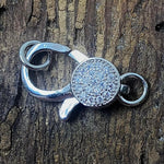 Fermoir mousqueton avec zircons - Argenté  (1 pce)