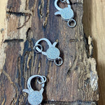 Fermoir mousqueton avec zircons - Argenté  (1 pce)