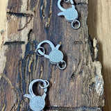 Fermoir mousqueton avec zircons - Argenté  (1 pce)