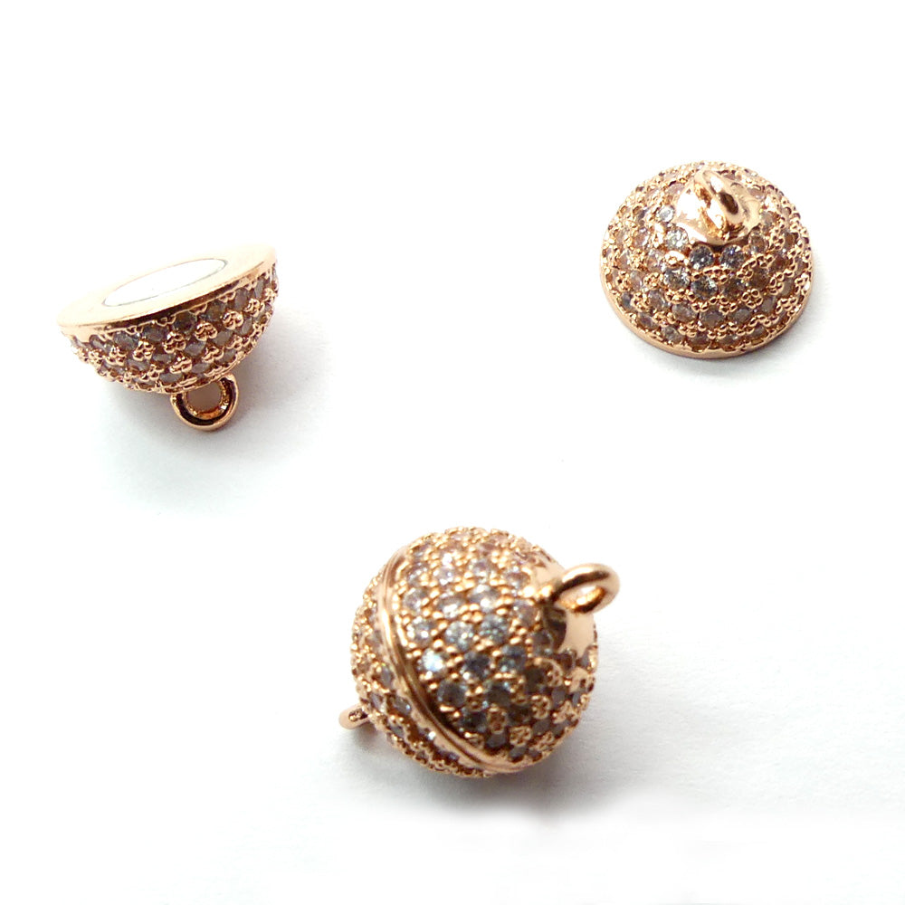 Fermoir - Aimanté boule or rose avec zircons (à la pièce)
