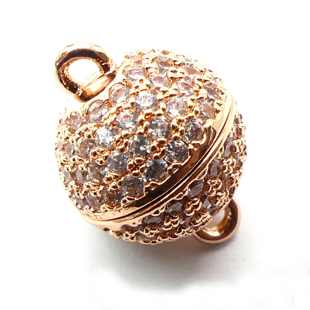 Fermoir - Aimanté boule or rose avec zircons (à la pièce)