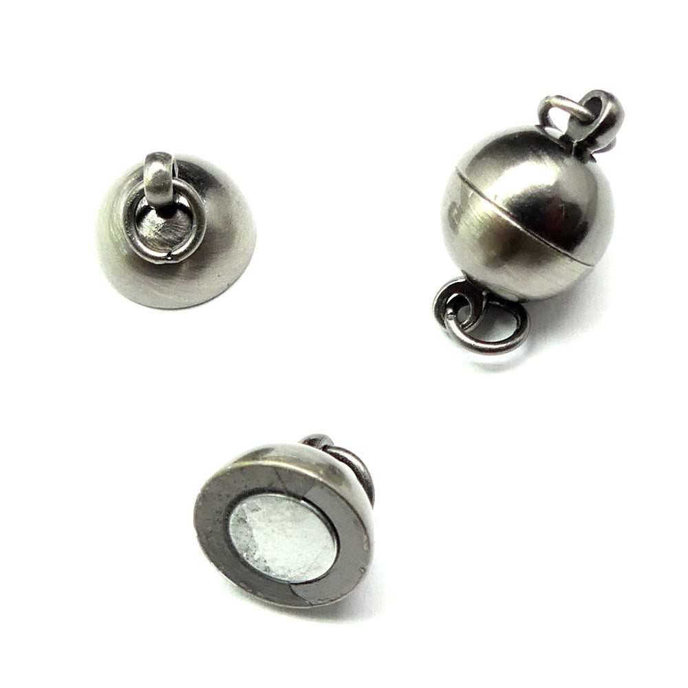 Fermoir - Aimanté boule10 mm - Gris anthracite  (1 pièce)