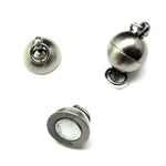 Fermoir - Aimanté boule10 mm - Gris anthracite  (1 pièce)