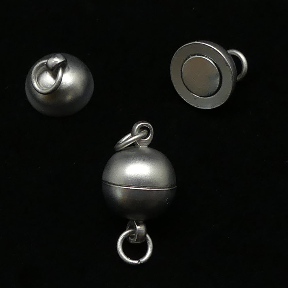Fermoir magnétique Boule 10mm - Platine mat - 1 pce 