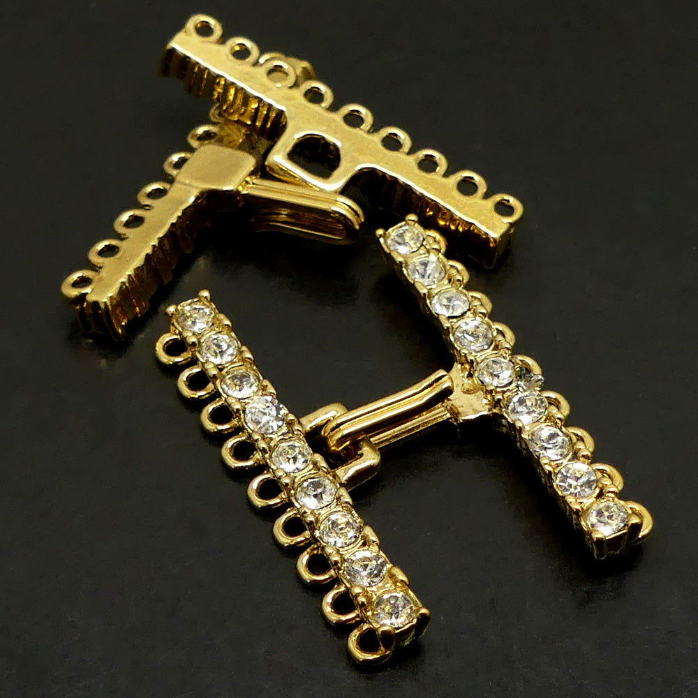 Fermoir - Crochet 9 Rangs - Doré -1 pce