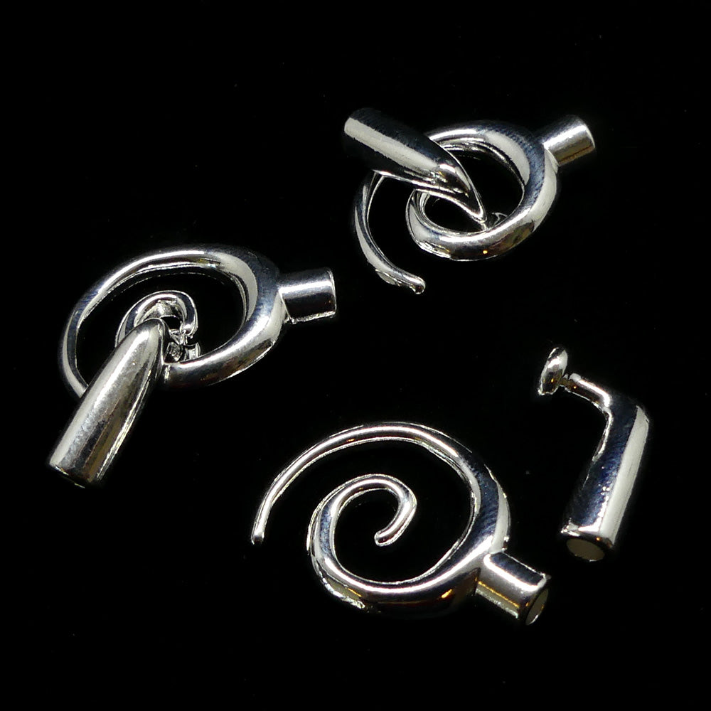 Fermoir - Spirale avec calotte -Argenté (1 pièce)