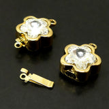 Fermoir - Clip Fleur avec cristal - Doré (1 pce)