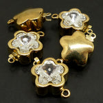 Fermoir - Clip Fleur avec cristal - Doré (1 pce)