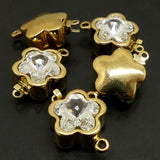 Fermoir - Clip Fleur avec cristal - Doré (1 pce)