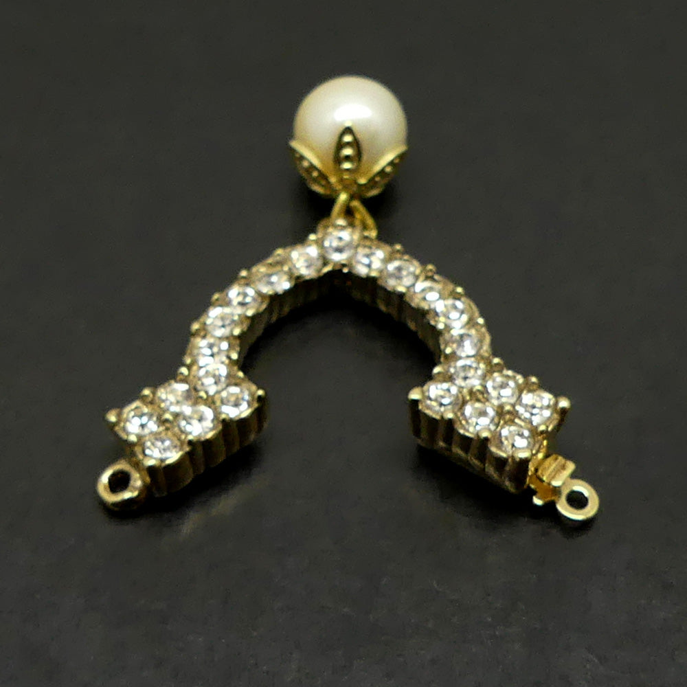Fermoir - Clip Fantaisie avec Perle - Doré (1 pièce)