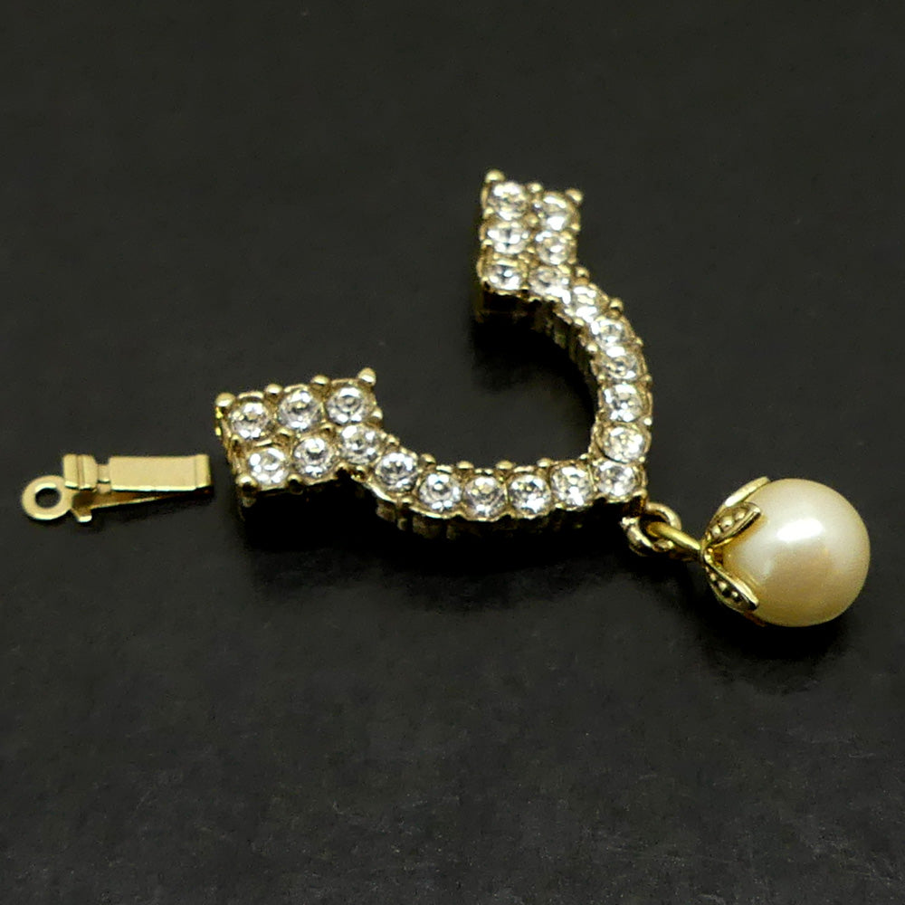 Fermoir - Clip Fantaisie avec Perle - Doré (1 pièce)