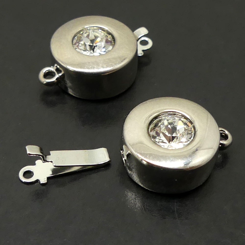 Fermoir - Clip Rond  avec Cristal - Doré (1 pièce)