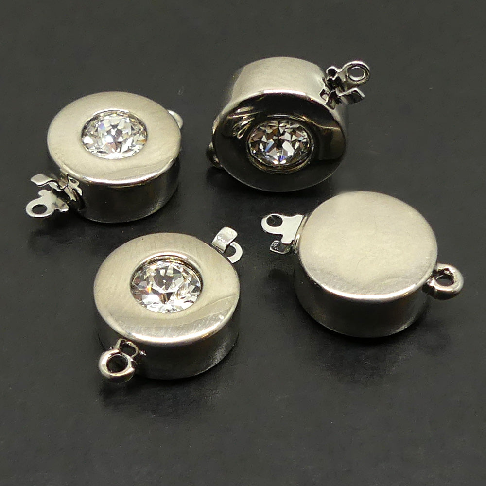 Fermoir - Clip Rond  avec Cristal - Doré (1 pièce)